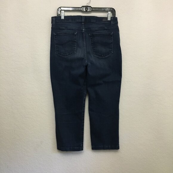 LEE Straight Leg Mid Rise Relaxed Fit Cropped Jean Womens Size 30 Medium Wash - Picture 5 of 14